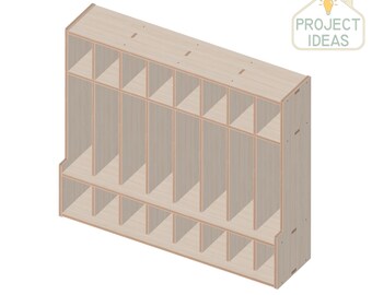 Kindergarderobe mit 8 Schnitten - CNC-Fräser & Laserschnitt-Vorlage, Vektordatei, dxf-svg-eps-stl-pdf, Schnittmuster, Plan, Modell
