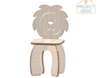 Plano vectorial de silla de león, corte láser CNC, muebles infantiles (dxf, svg, pdf, eps, stl)