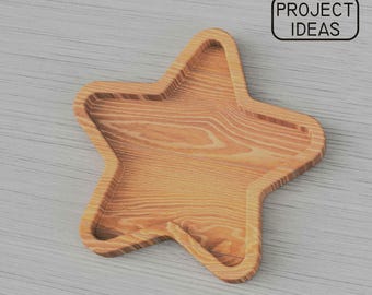 Stern Plotterdatei, CNC Router Vektor Vorlage, 3D-Modell, dxf-svg-eps-stl-stp-pdf, Schnittmuster, Holzdekor, Servierplatte & Kindergeschirr
