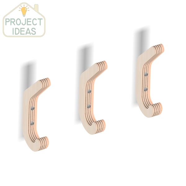 Garderobe/ Wandhaken- CNC-Fräser & Laserschnittschablone, Vektordatei, dxf-svg-eps-stl-pdf, Schnittmuster, Plan, Modell