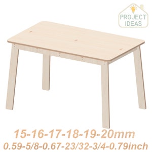 May include: A simple wooden table with four legs. The table top is made of plywood and is 15-16-17-18-19-20mm thick, or 0.59-5/8-0.67-23/32-3/4-0.79 inches.