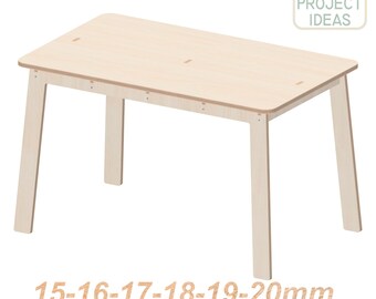 Plano minimalista de corte para mesa de contrachapado, láser y fresadora CNC (PDF, SVG, DXF)