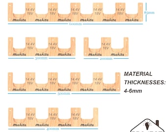 Juego de portabaterías Makita de 14,4 V y 18 V, archivos cortados con láser para fresadora CNC (PDF, SVG, DXF)
