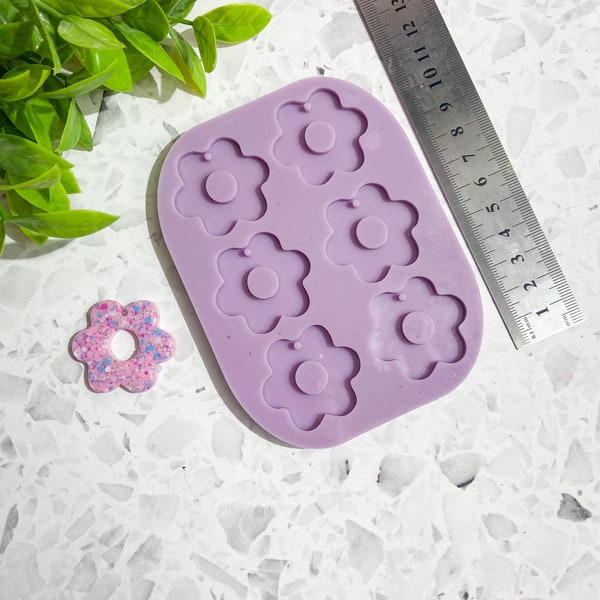 Flower power silicone mould, flower earring mould, 6 piece flower silicone mould