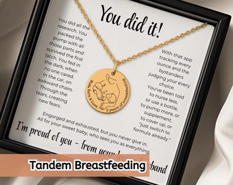 Breast feeding Award, Tandem Breastfeeding Necklace, Breastfeeding Affirmations, Milestone Necklace, Breastfeeding Gift, Breastmilk