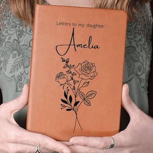 Diario de cuero, cartas a mi hija, libro de recuerdos del bebé, diario del embarazo, diario del duelo, diario de flores del nacimiento, regalo de aborto espontáneo, flores