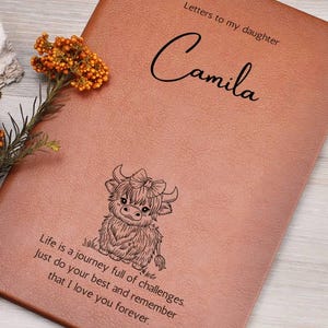 Vaca de las Tierras Altas, Diario de Embarazo, Libro para Bebés, Diario de Cuero Personalizado, Habitación Infantil Vaca de las Tierras Altas, Cartas a mi Hija, Libro de Recuerdos para Bebés
