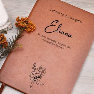 Libro de recuerdos para bebés, diario de cuero, cartas a mi hija, diario de embarazo, diario de duelo, diario de flores para el nacimiento, regalo de aborto espontáneo, flores