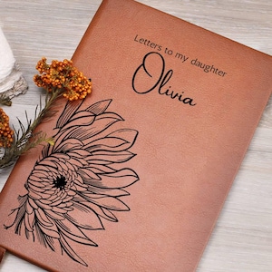 Diario de embarazo, cartas a mi hija, diario de cuero, libro de recuerdos del bebé, diario de duelo, diario de flores del nacimiento, regalo de aborto espontáneo, flores