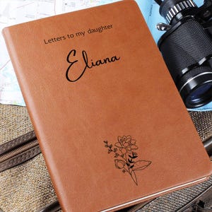 Libro de recuerdos para bebés, diario de cuero, cartas a mi hija, diario de embarazo, diario de duelo, diario de flores para el nacimiento, regalo de aborto espontáneo, flores