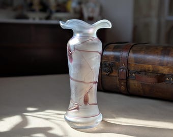 Vintage Iridescent Art Glass Vase by Freiherr von Poschinger | Handblown Studio Glass | Unique Opalescent Collectible Decor, Germany, 1970s