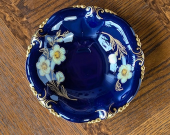 Vintage Reichenbach Echt Kobalt Germany Cobalt Blue & Gold Oval