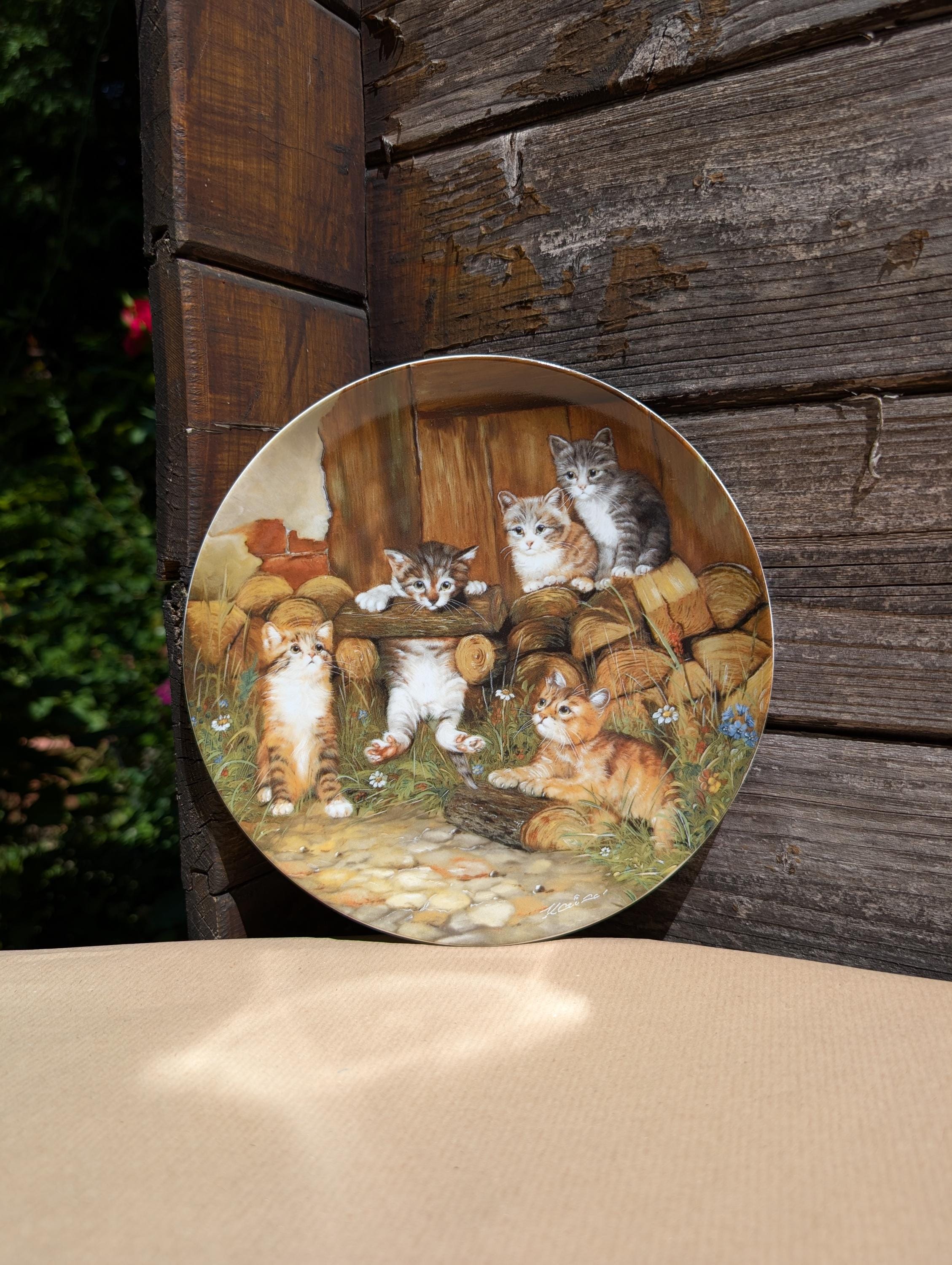 Vintage Cat Plate “die Turnstunde” by Wolfgang Kaiser for Seltmann
