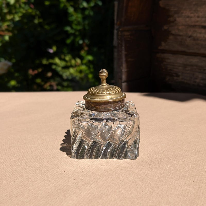 Old Glass Inkwell - Etsy