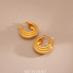 Chunky Gold Hoop Earrings, Thick Gold Hoops, Gold Hoop Earrings, Huggie Hoop Earrings, Small Hoop Earrings, Boho Hoop Earrings