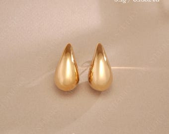 Chunky Silver Gold Teardrop Earrings, Large Gold Kylie Dupe Earring Minimalist Chic Bold Statement Raindrop Earring, Gold Bean Stud Earring