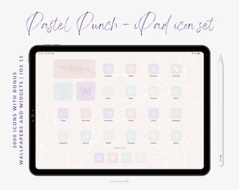 Pastel Punch iPad Icon Set, 2000 Icons with Bonus Minimalist and Boho Wallpapers and Widgets, 500 icons in pastel colors, ios icon set