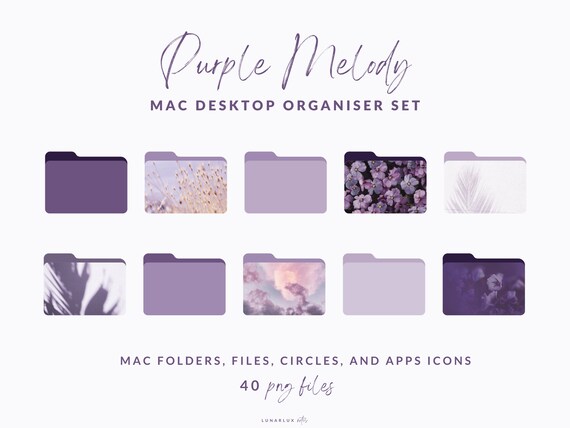 Purple Melody Desktop Folder Icons Imac and Macbook - Etsy
