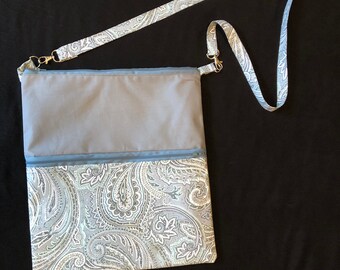 Shoulder sling/crossbody grey/teal/white purse