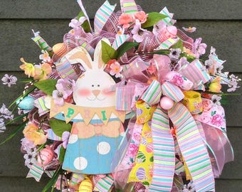 Easter bunny spring wreath