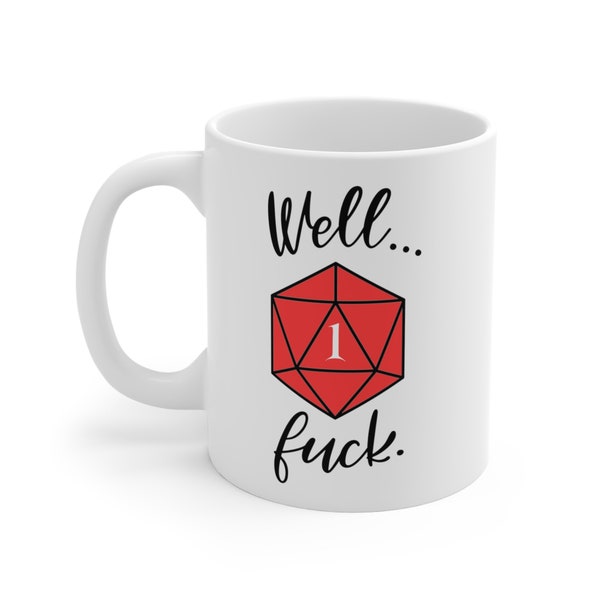 Critical Failure D20 Crit Funny DnD Fantasy RPG Gamer Roleplaying Cosplay Dungeon Master Dragon DM D20 Dice 11 oz Tea Coffee Mug