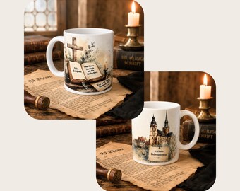 Reformationstag Tasse 340 ml – Keramiktasse mit Panoramamotiv | Sublimationsdruck zum 31. Oktober
