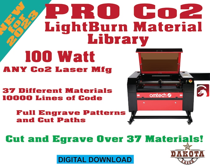 100 Watt Pro Co2 Laser Lightburn Material Library