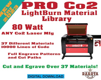 80 Watt Pro Co2 Laser Lightburn Material Library