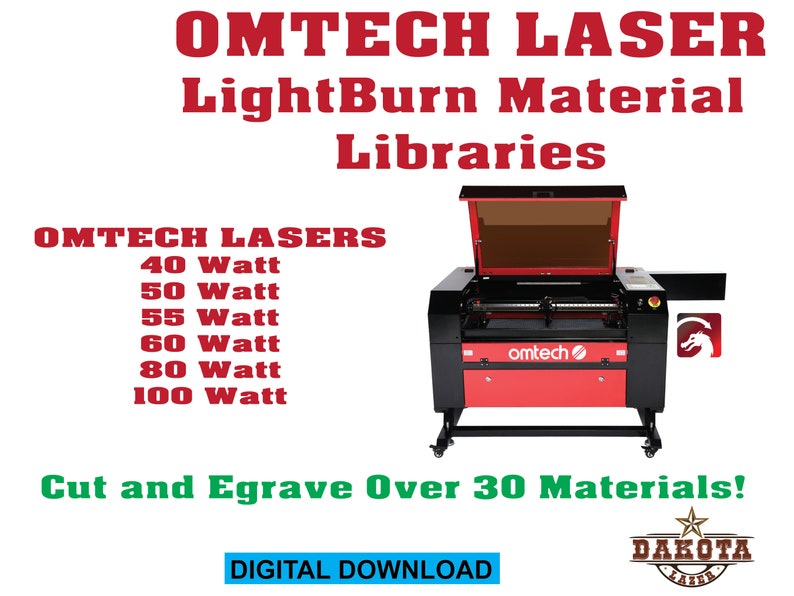 Bibliotecas de materiales OMTECH Laser LightBurn: todos los láseres OMTECH de 40 50 55 60 80 100 vatios imagen 3