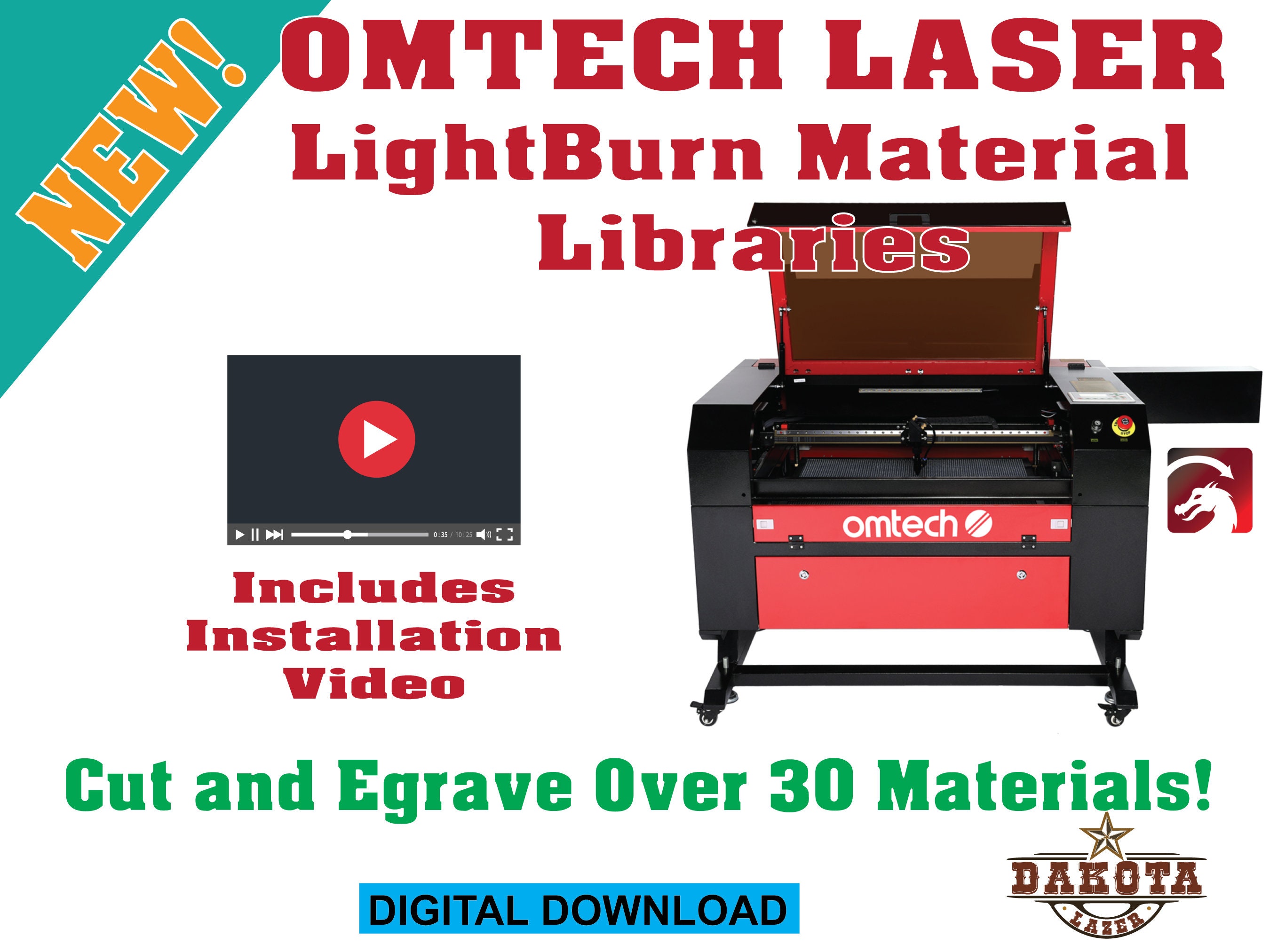 OMTECH Laser LightBurn Materials Libraries All OMTECH Lasers 40 50