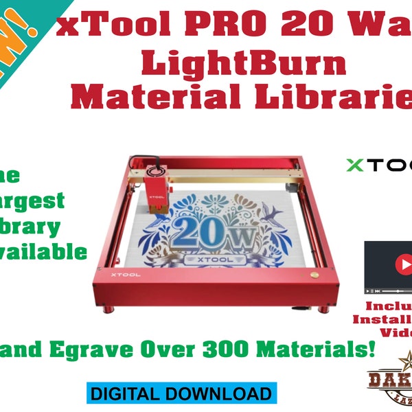 300+ Materials  xTOOL D1 Pro 20 watt Laser LightBurn Materials Library