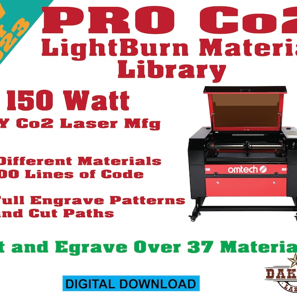 150 Watt Pro Co2 Laser Lightburn Material Library