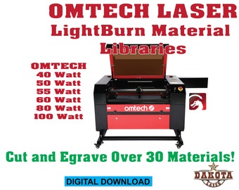 OMTECH Laser LightBurn Materials Libraries - All OMTECH Lasers 40 - 50 - 55 -60 -80- 100 Watt!