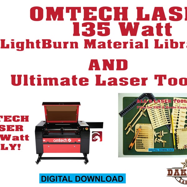 OMTECH Laser 135 Watt LightBurn Materials Library and Ultimate Laser Tools - OMTECH Laser 135 Watt ONLY!