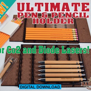 Ultimate Pen & Pencil Holder or Pen and Pencil Jig!  lighburn eps svg pdf ai dxf
