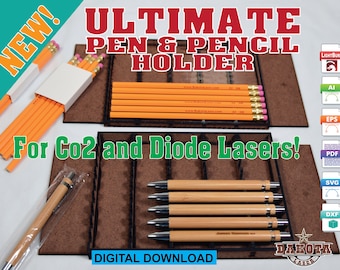 Ultimate Pen & Pencil Holder or Pen and Pencil Jig!  lighburn eps svg pdf ai dxf