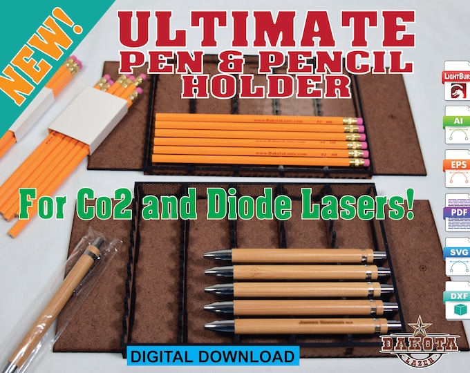 Ultimate Pen & Pencil Holder or Pen and Pencil Jig!  lighburn eps svg pdf ai dxf