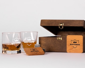 Whiskey Glasses Set Personalized with Gift Box, Barware Set, Wedding Gift Retirement Gift for Groomsmen Bourbon Scotch Dad Gifts For Him