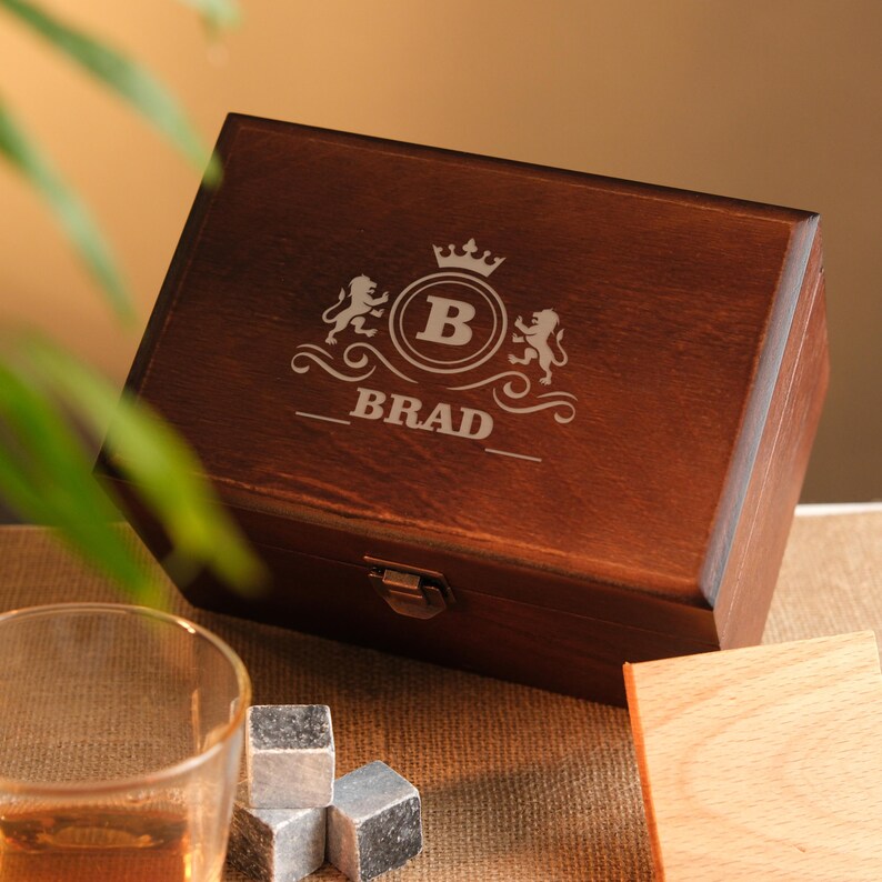 Whiskey Glasses Set Personalized with Gift Box, Barware Set, Wedding Gift Retirement Gift for Groomsmen Bourbon Scotch Dad Gifts For Him image 2