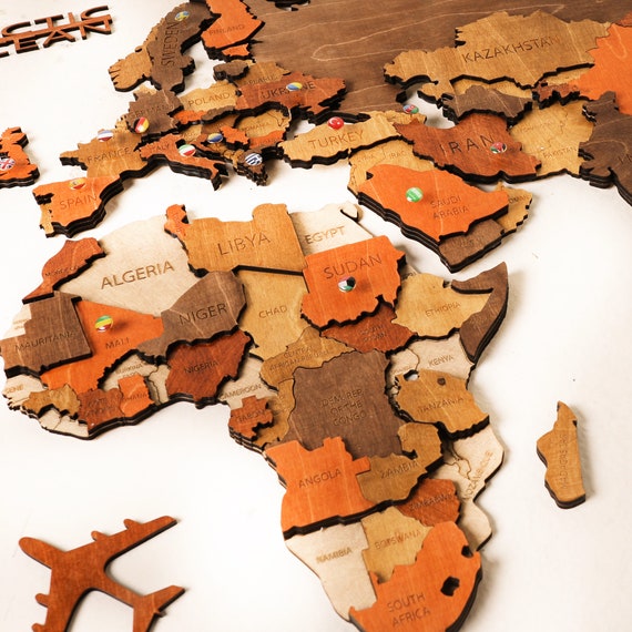 Wooden World Map Home Decor Rustic Wall Decor 5th Etsy