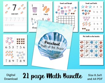 preschool summer math beach preschool worksheets preschool etsy