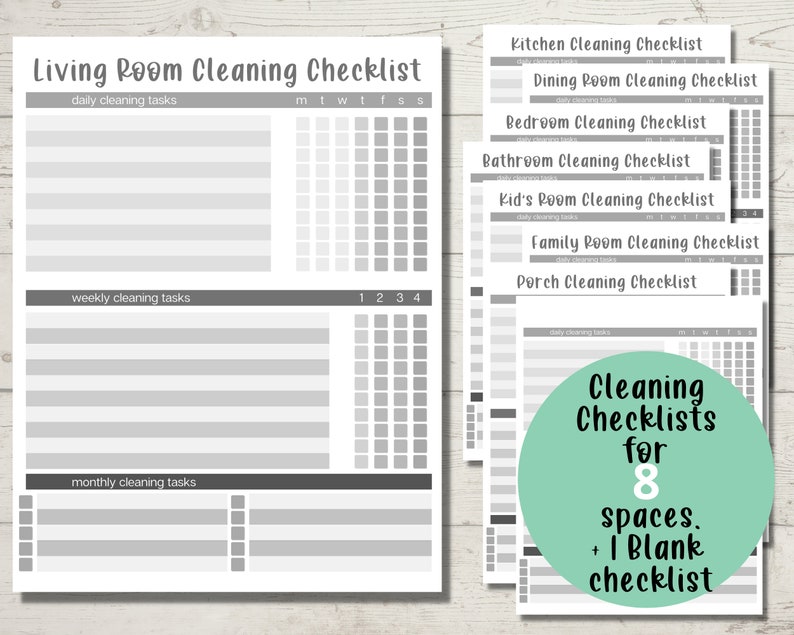 Minimalist Cleaning Planner | Printable Cleaning Checklist Bundle ...
