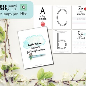 Cópia do alfabeto da natureza | Prática do alfabeto pré-escolar | Cópia do alfabeto em aquarela