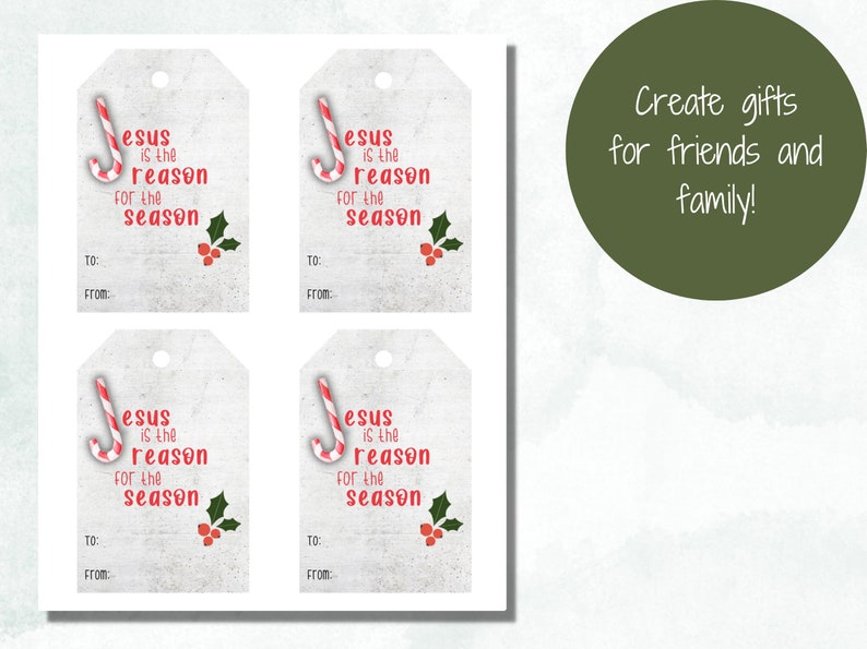 Candy Cane Gift Tags | Christian Christmas Gift Tags | Jesus is the ...