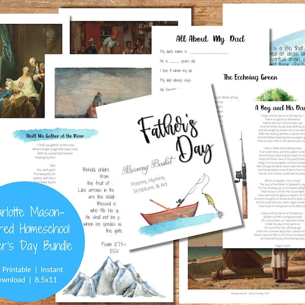 Father's Day Morning Basket Resources  |  Charlotte Mason Morning Time  |  Homeschool Poem and Art Study  |  Grandpa and Dad Gift