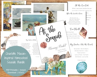 Morgenkorb am Meer Ressourcen |  Charlotte Mason Beach Morgenzeit |  Homeschool Gedicht und Kunststudie