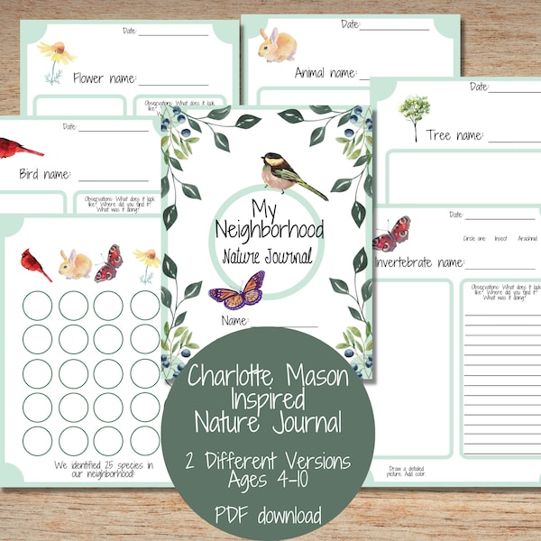 Charlotte Mason Nature Journal  |  Children's Nature Journal |  Printable Nature Journal