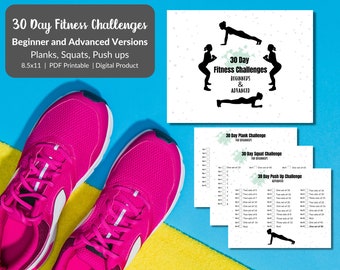 30-Tage-Fitness-Challenge | Übungstracker Printable | Workout-Plan für Zuhause