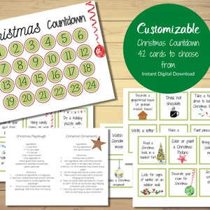 Christmas Countdown Customizable Activity Cards | Advent Calendar Activities | Advent Activity Cards | Family Christmas Traditions