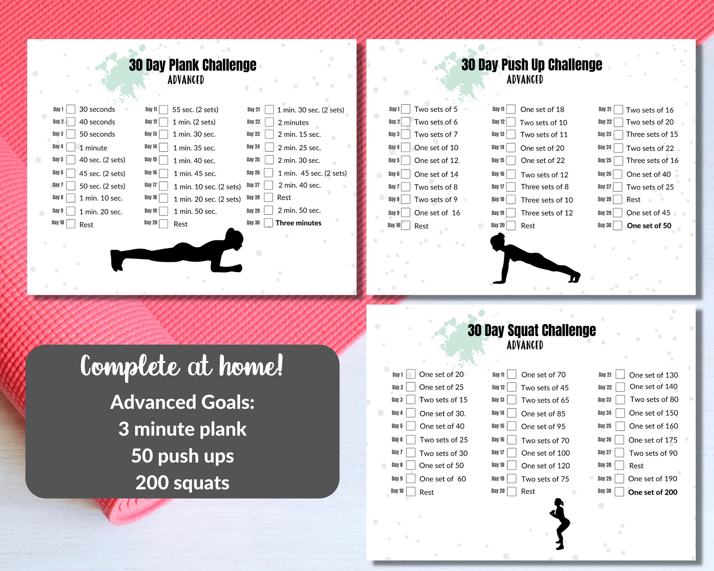 30 Day Fitness Challenge | Exercise Tracker Printable | Home Workout ...